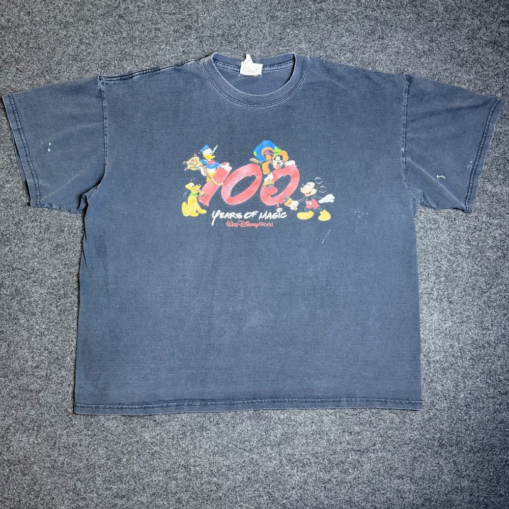 Vintage Disney world T-Shirt Mens Large Navy 100 Years of Magic Y2K Graphic Tee